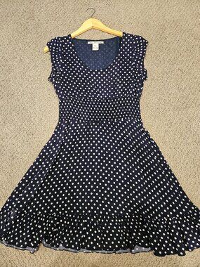 American Rage Blue Polka Dot Dress – Size M, Never Worn